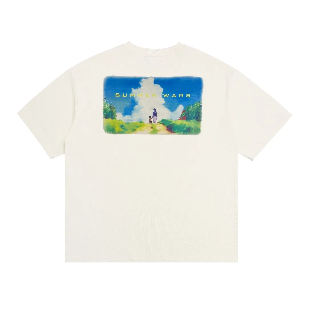 The American fashion Saint Michael Summer Wars x Geek Rules joint model anime printed short-sleeves are digitally sprayed with white ink. The fabric is breathable and the pattern is three-dimensional and clear. Fabric: Double yarn 240g Style number: S823 Size: S-M-L-XL Color: Black-off-white Price: Black P118, off-white P110